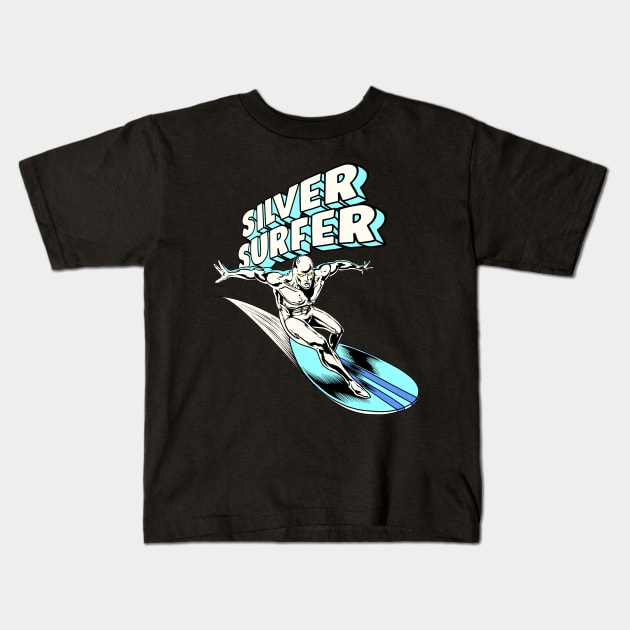 The Silver Surfer Kids T-Shirt by littlepdraws
